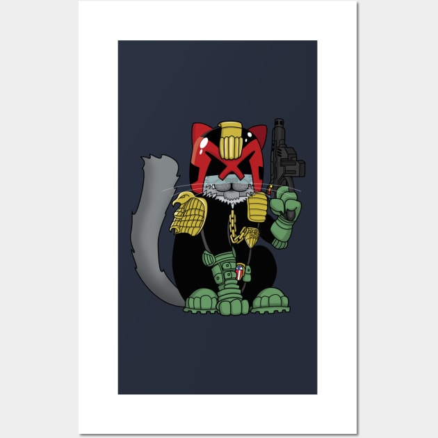 Mort Dredd - Cat Dredd - The PAW is the law! Wall Art by TwistedKoala